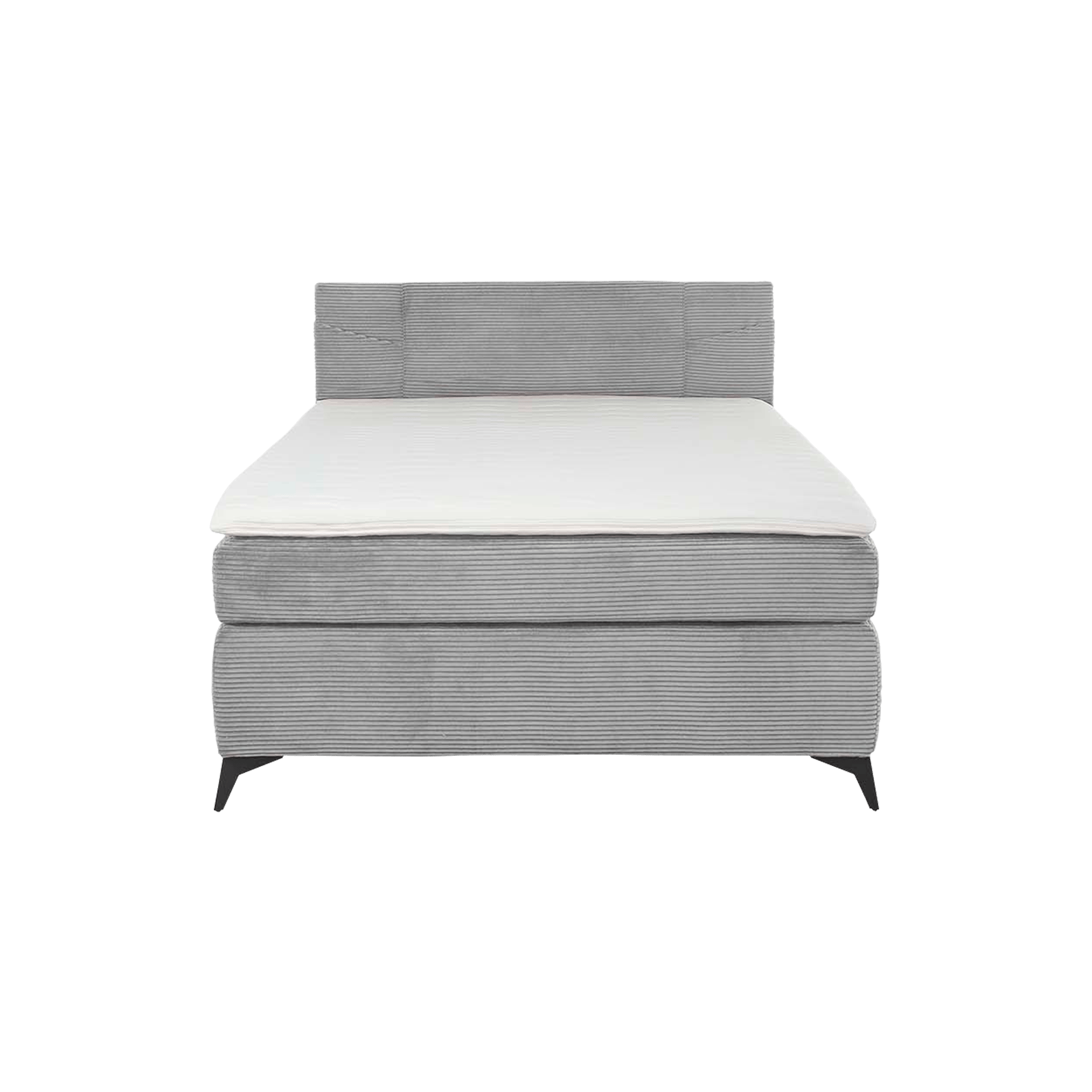 Boxspringbett Jodie Bezug Cord Bezug Hellgrau, Fuß Dark Black 140x200 cm